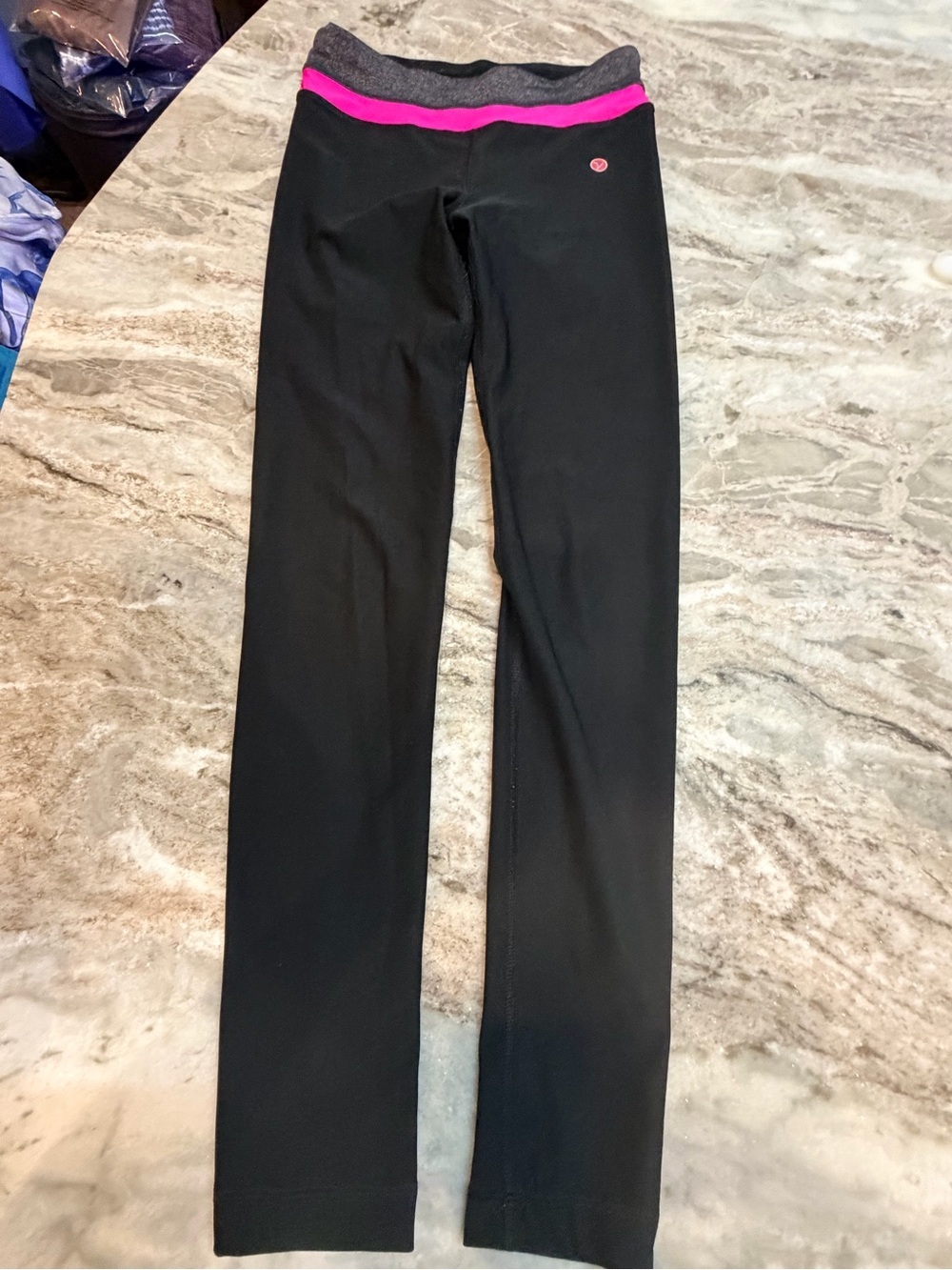 Vogo Black Yoga Pants Pink Waistband Athletic Leggings XS - Picture 1 of 9